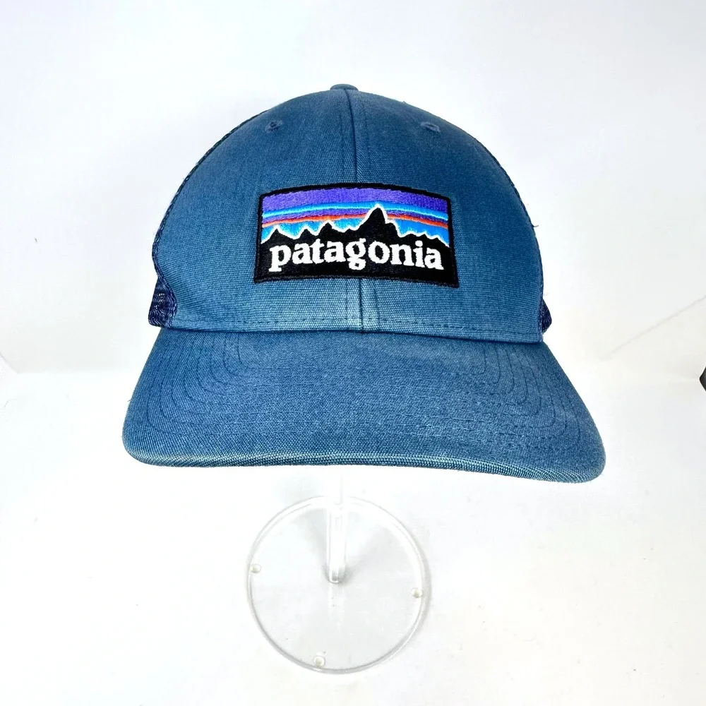 Patagonia Embroidered Logo Patch Mesh Trucker Hat Blue OS